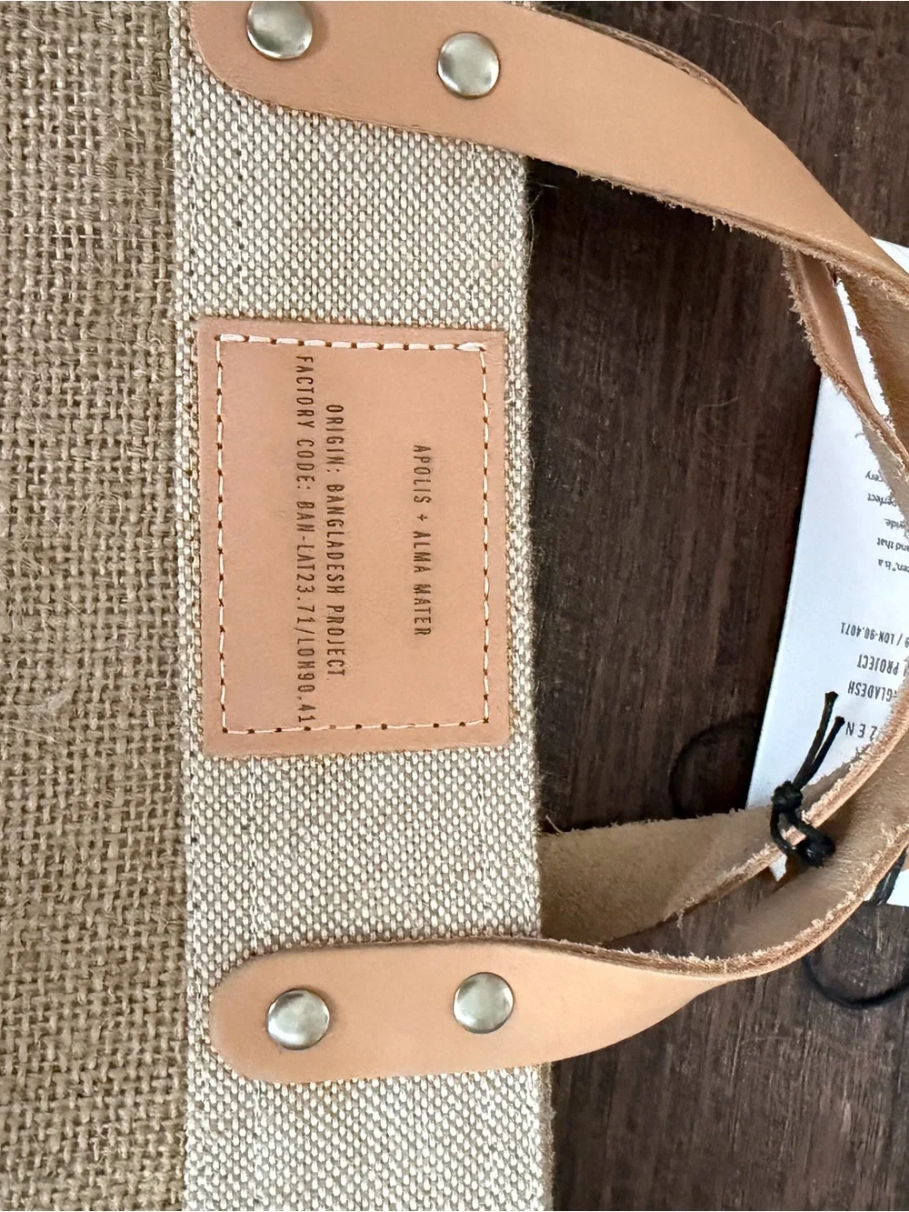 Apolis Global Citizen “Cornell University”  Burlap Tote with Leather Handles